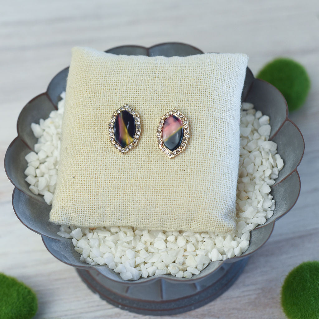 Tabitha Pave Hex Stud Earrings