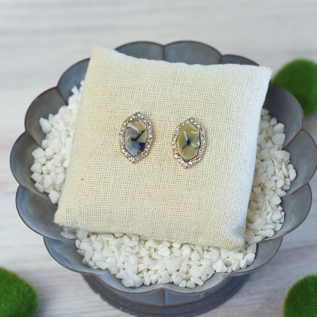 Tabitha Pave Hex Stud Earrings