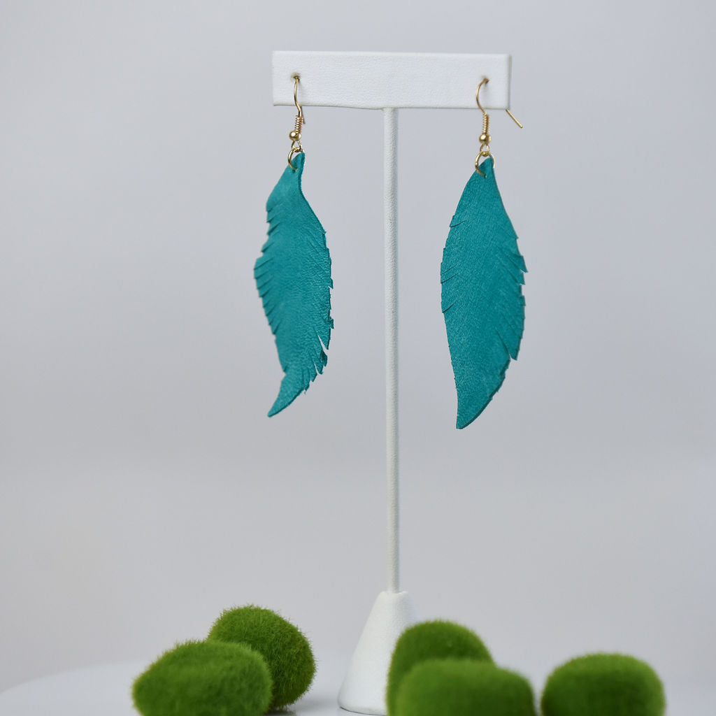 Sylvia Suede Feather Dangle Earrings