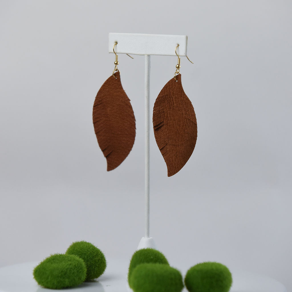 Sylvia Suede Feather Dangle Earrings