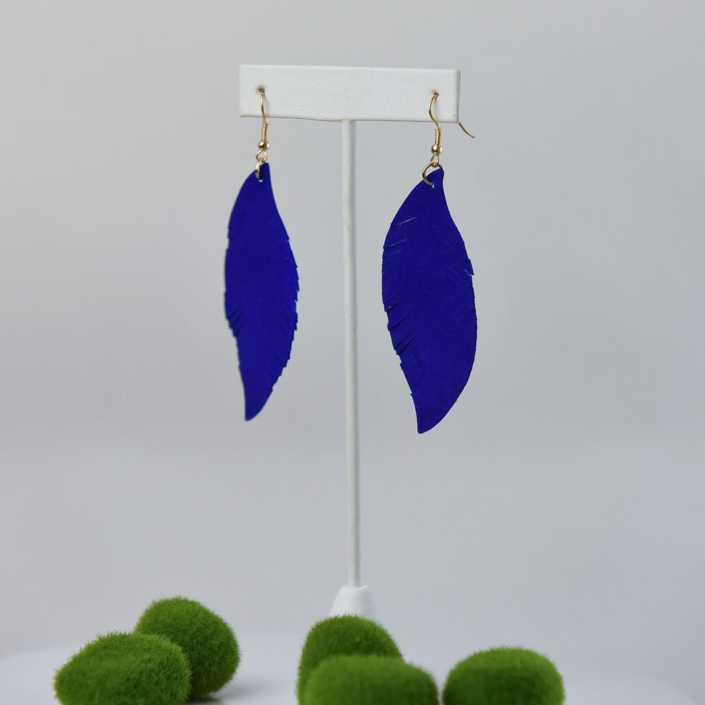 Sylvia Suede Feather Dangle Earrings