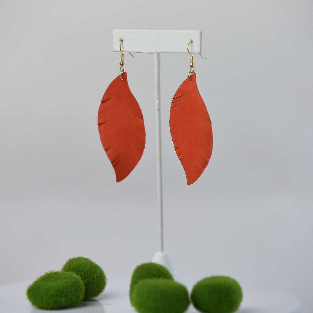 Sylvia Suede Feather Dangle Earrings