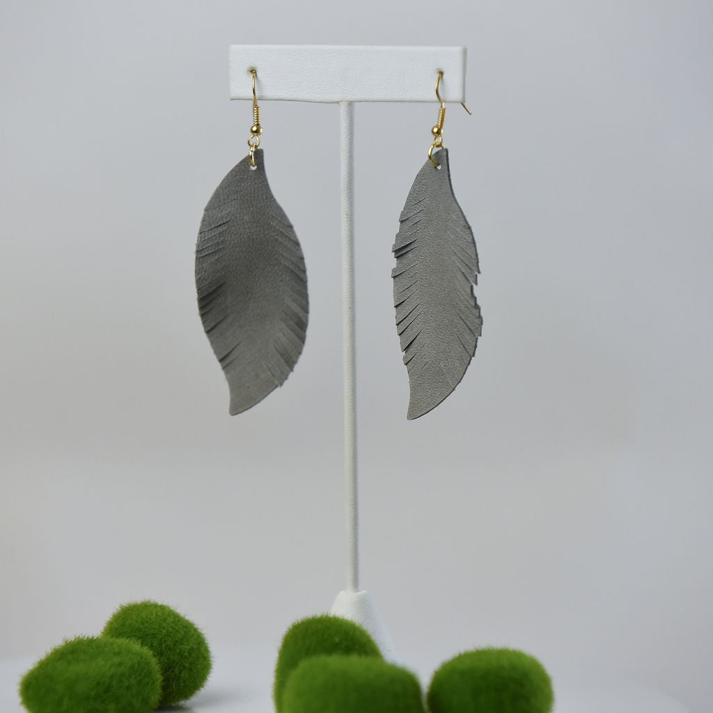 Sylvia Suede Feather Dangle Earrings