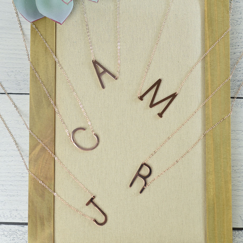 Large Letter / Initial Necklace Rose Gold