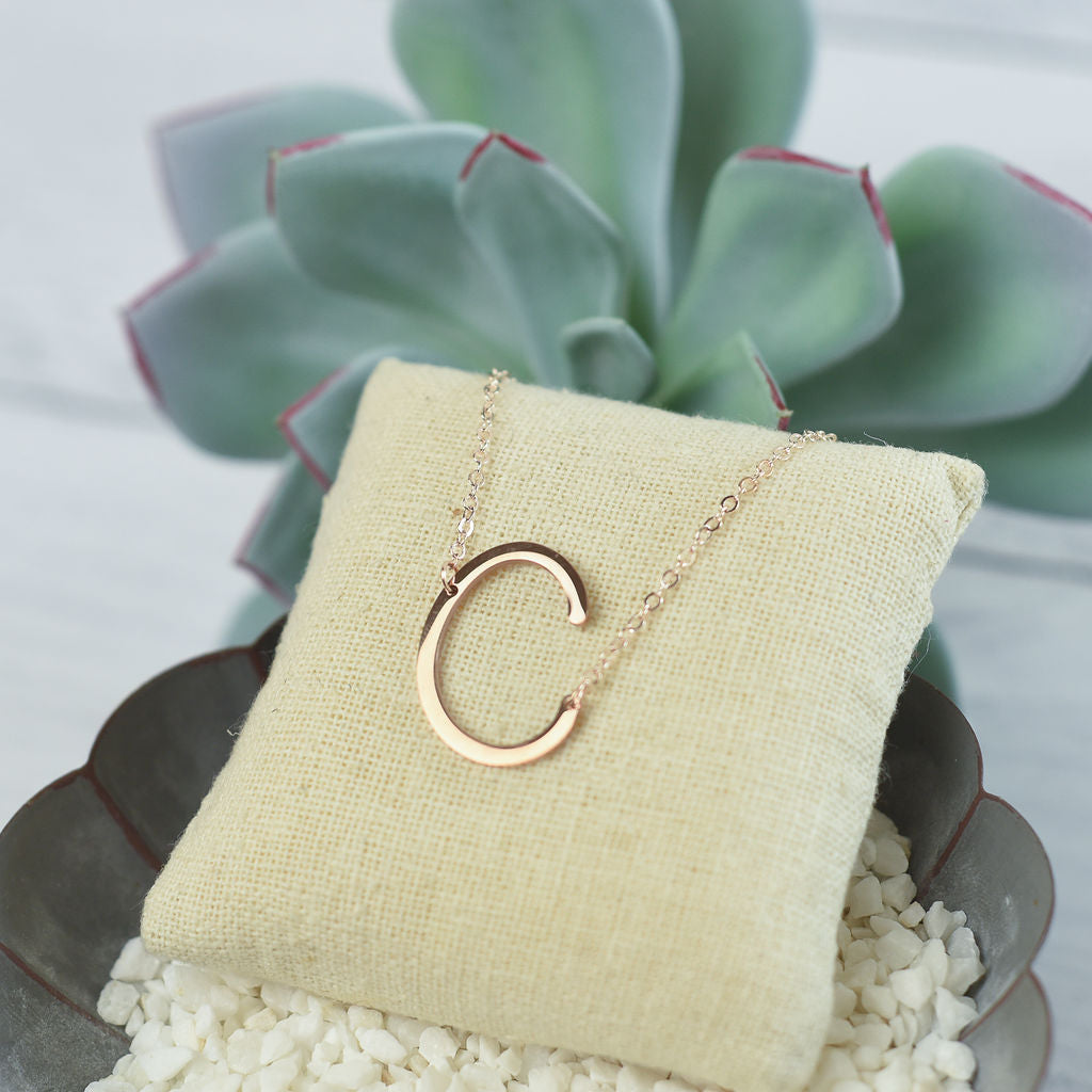 Large Letter / Initial Necklace Rose Gold