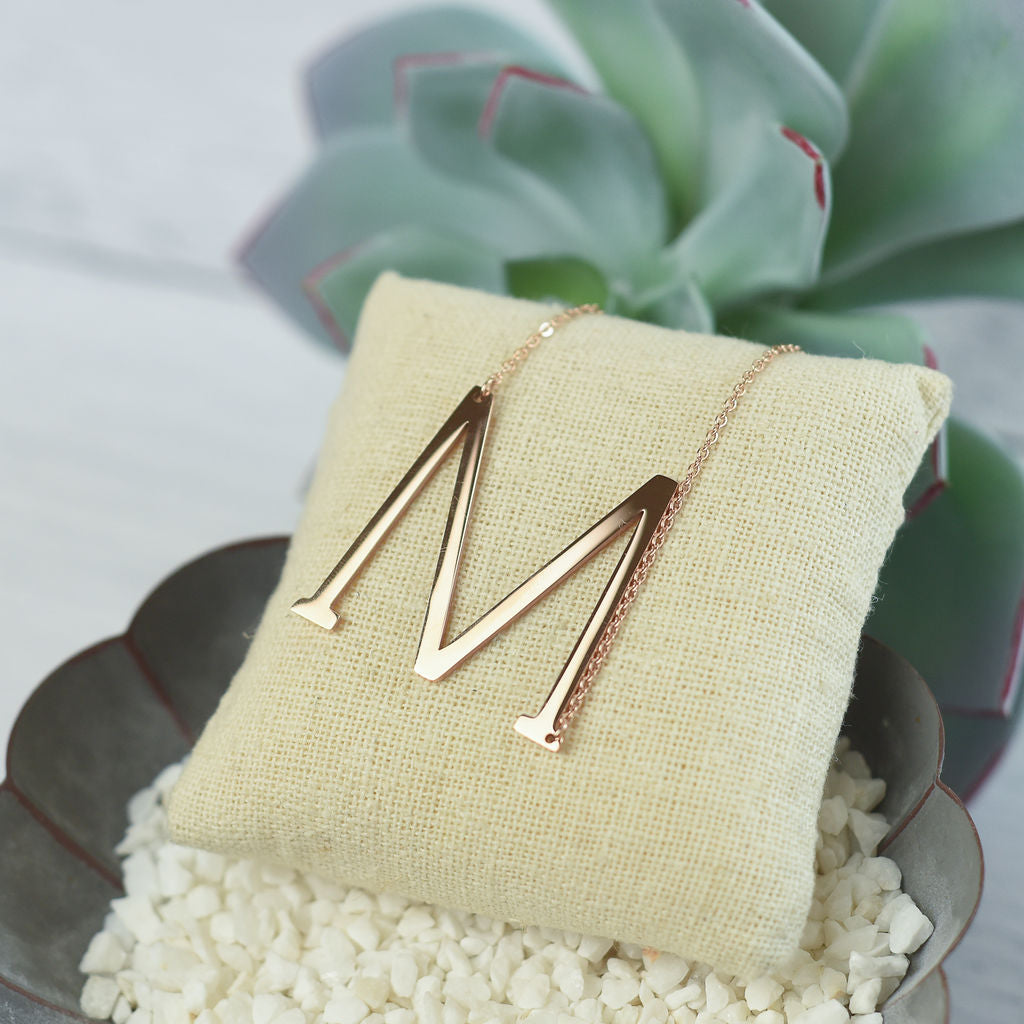 Large Letter / Initial Necklace Rose Gold