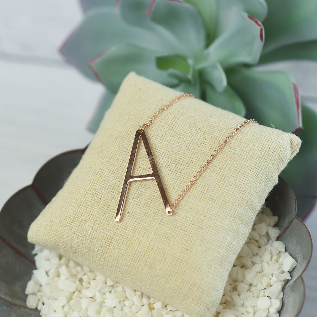 Large Letter / Initial Necklace Rose Gold