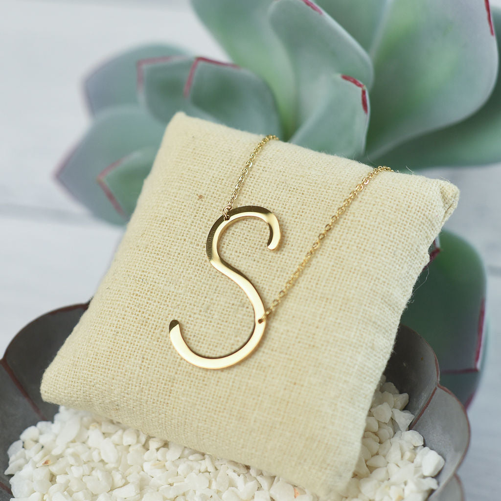 Large Letter / Initial Necklace in Gold