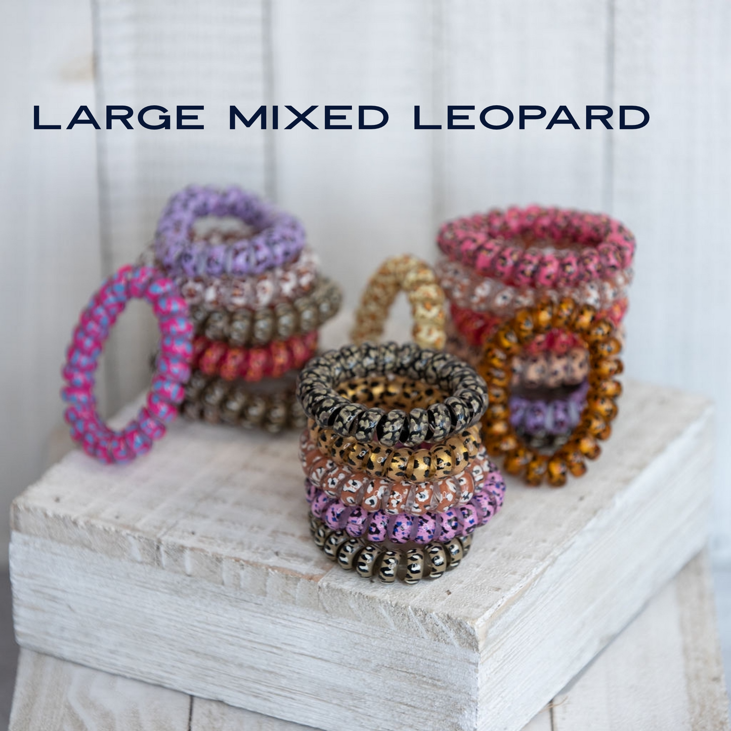 Large Lauren Lane Hair Coil Set in Mixed Leopard