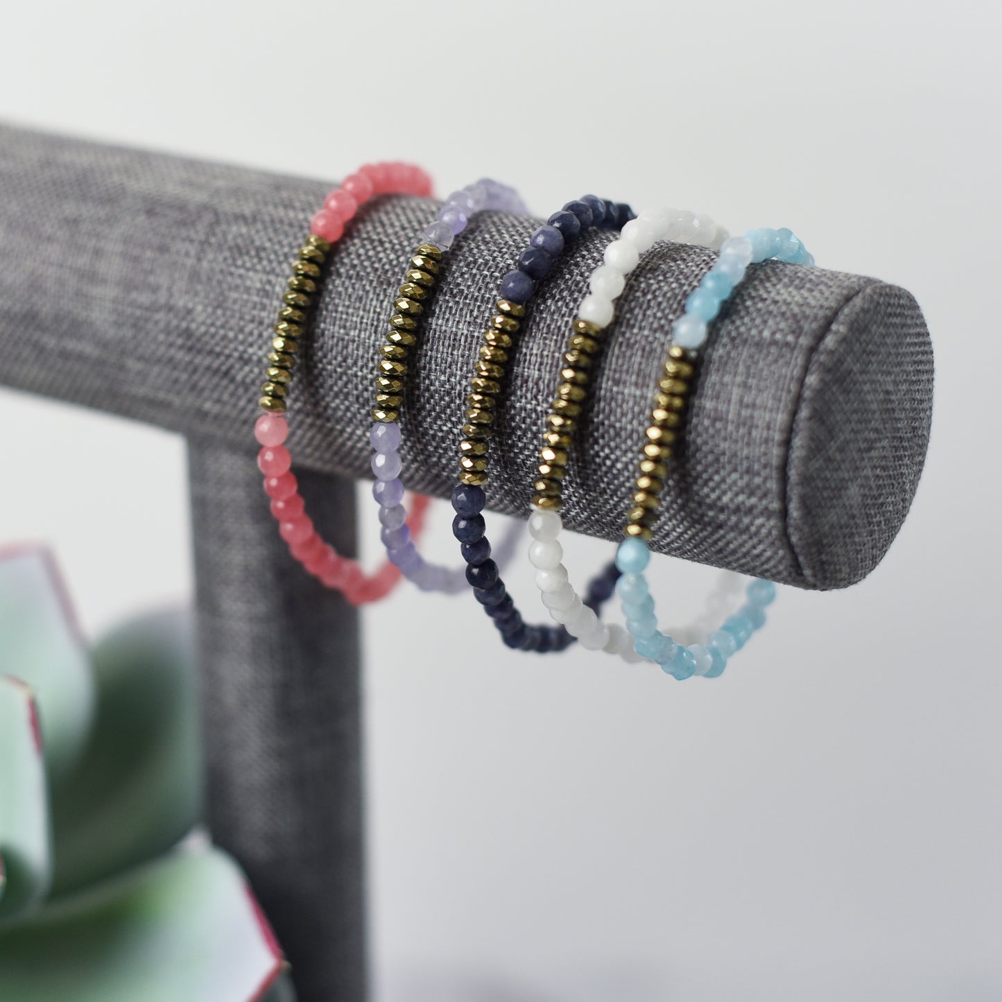 Luxe Collection: Kelly Hematite and Gemstone Stretch Bracelet