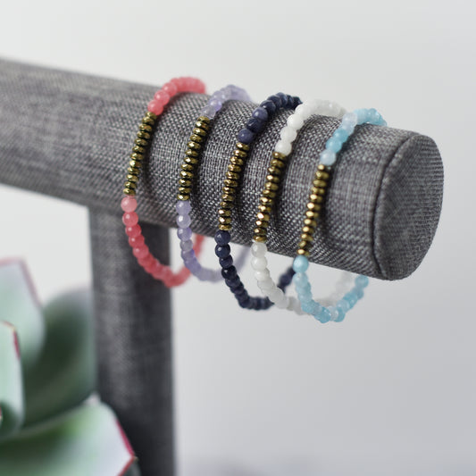 Luxe Collection: Kelly Hematite and Gemstone Stretch Bracelet