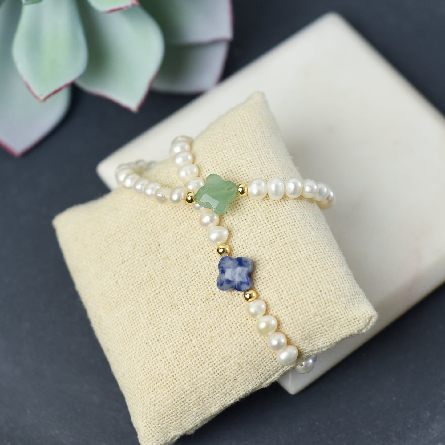 Lydia Pearl and Gemstone Stretch Bracelet