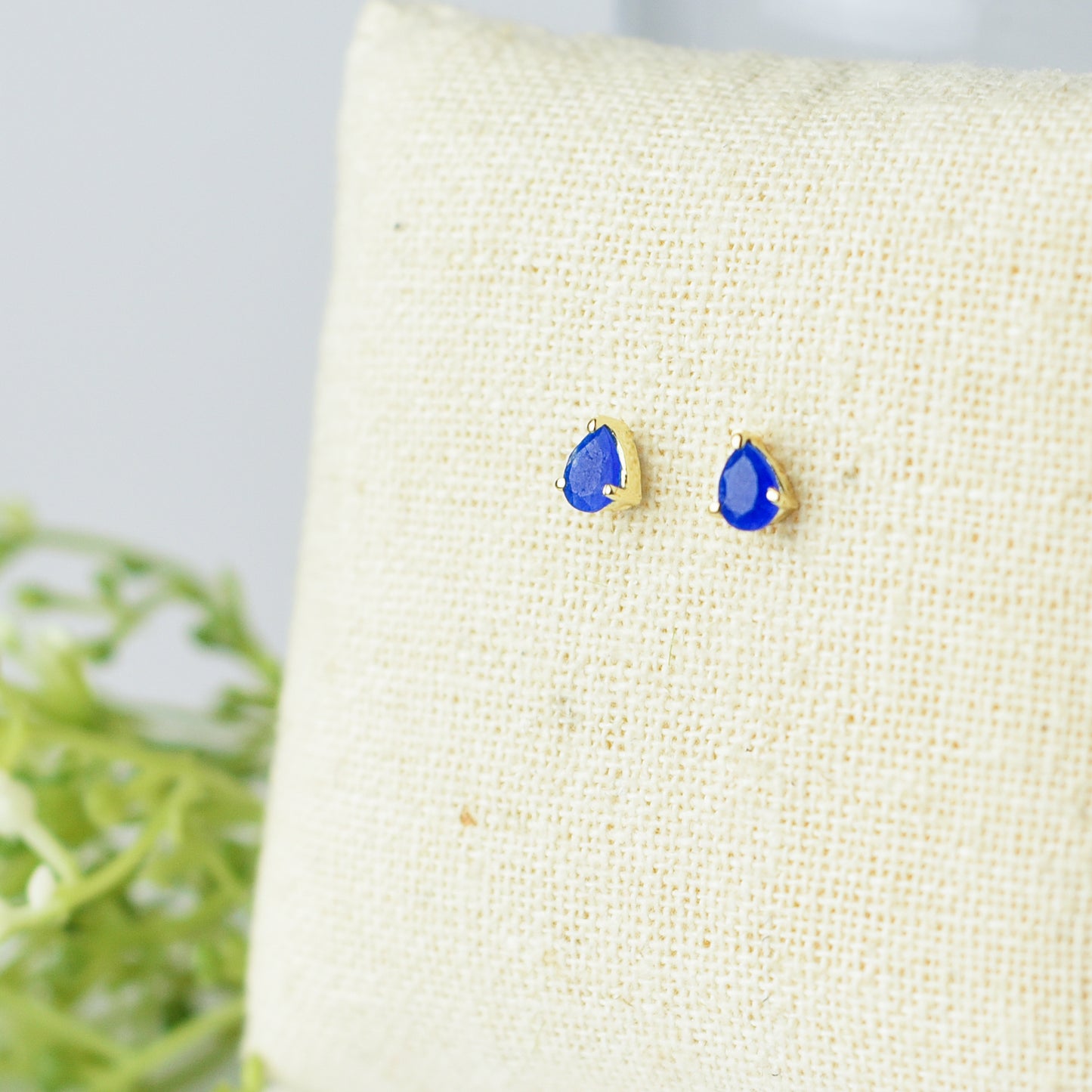 Gemstone Teardrop Stud Earrings