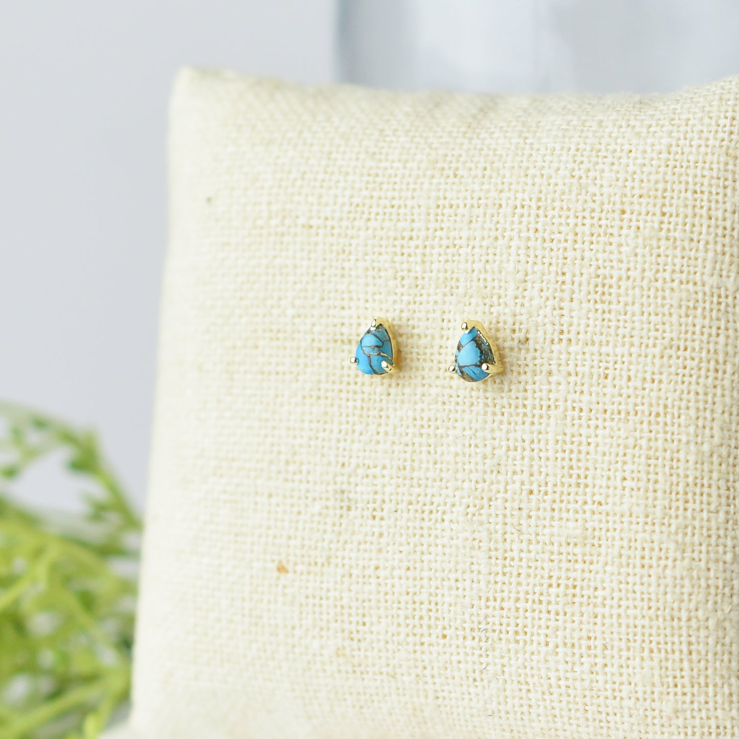 Gemstone Teardrop Stud Earrings