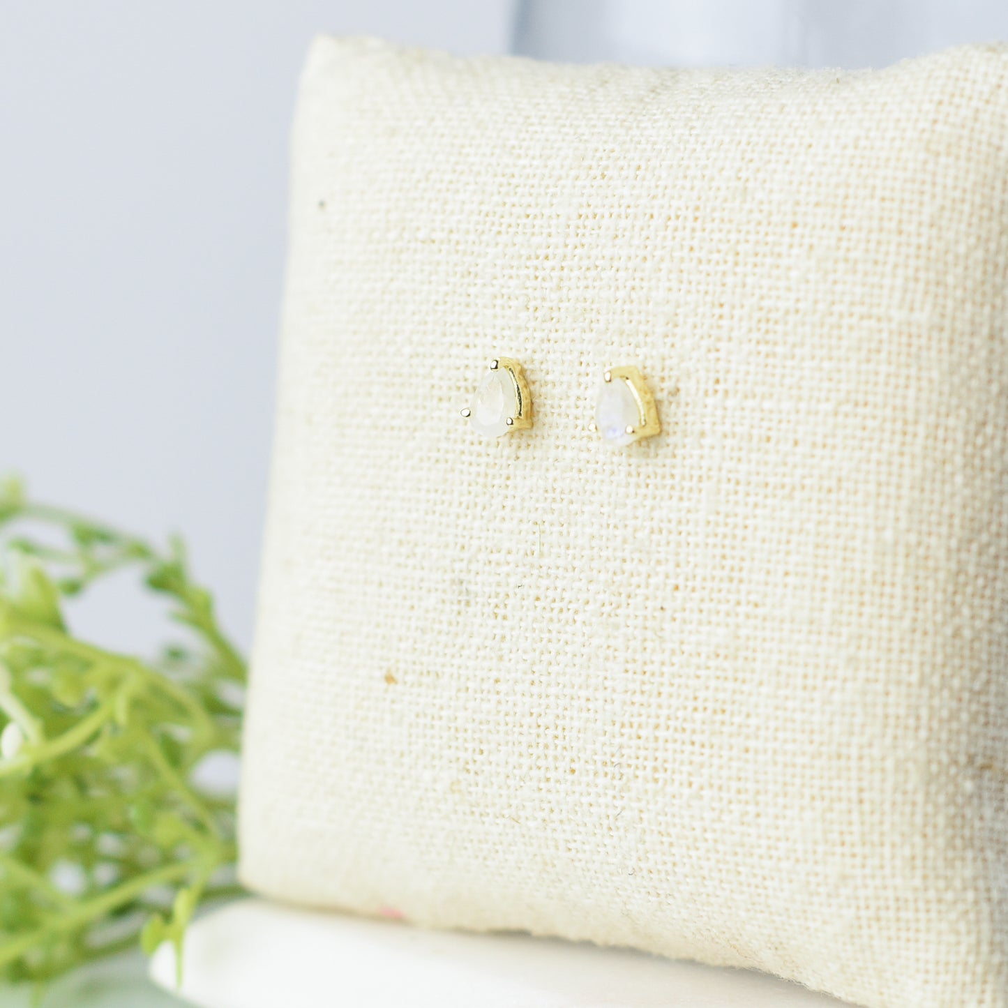Gemstone Teardrop Stud Earrings