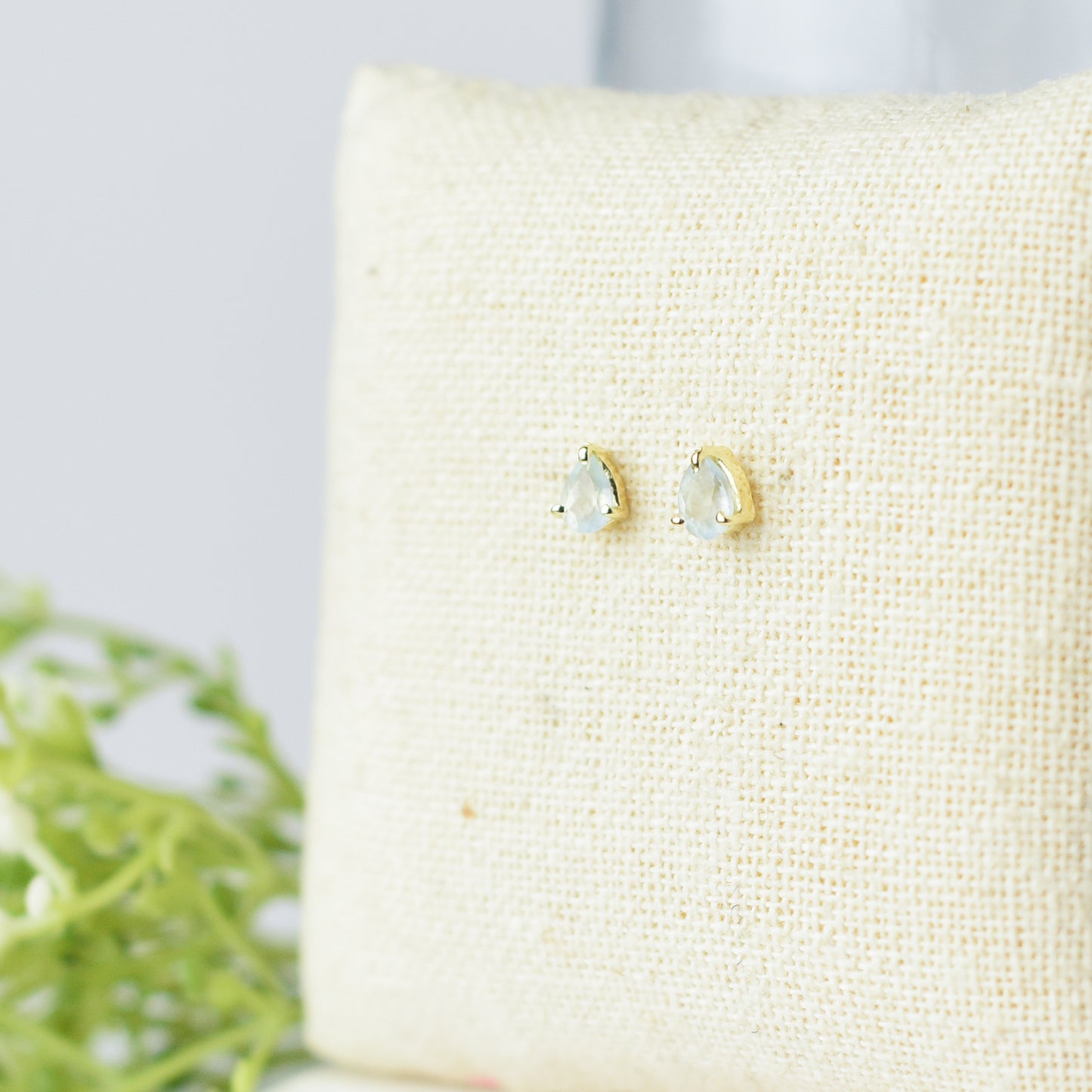 Gemstone Teardrop Stud Earrings