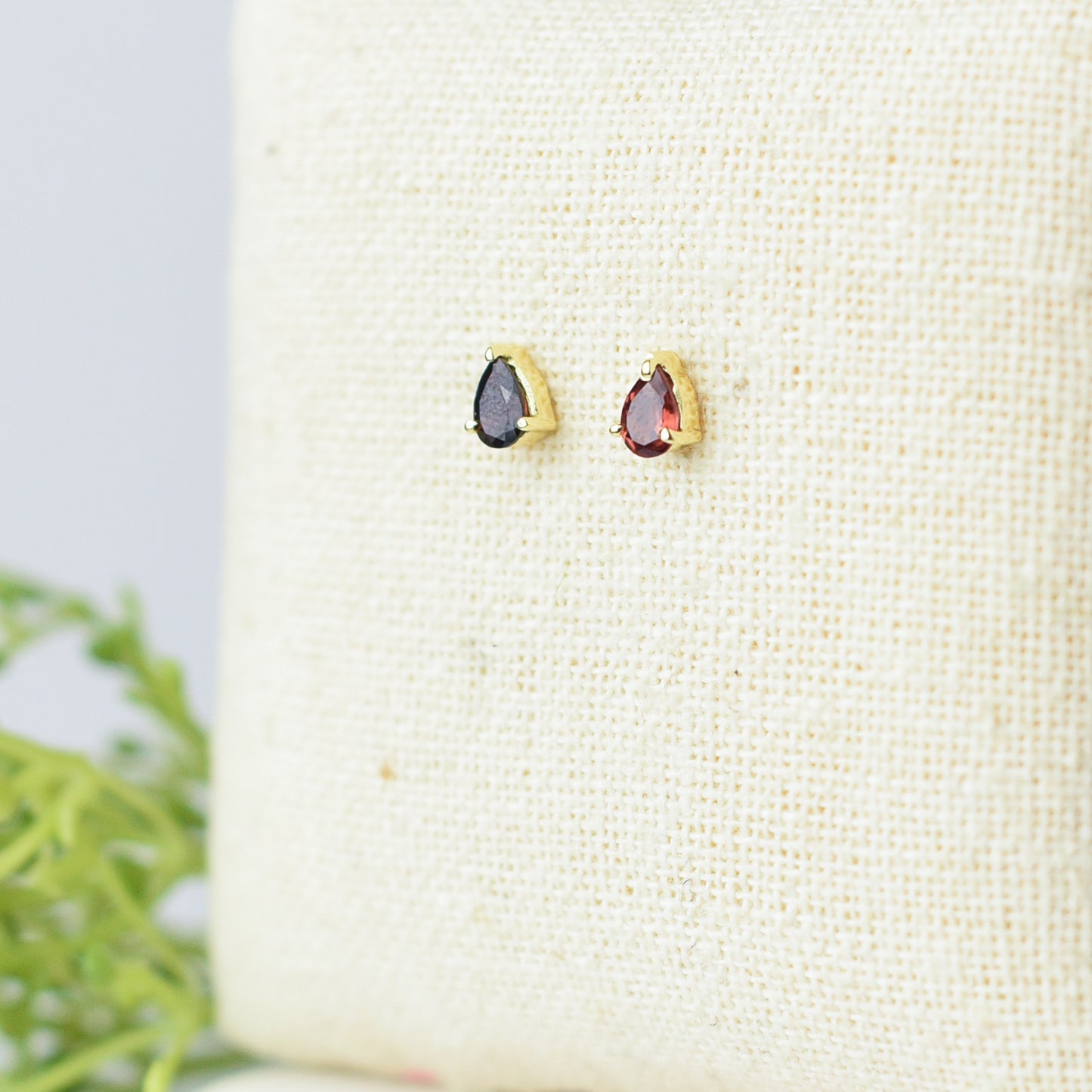 Gemstone Teardrop Stud Earrings