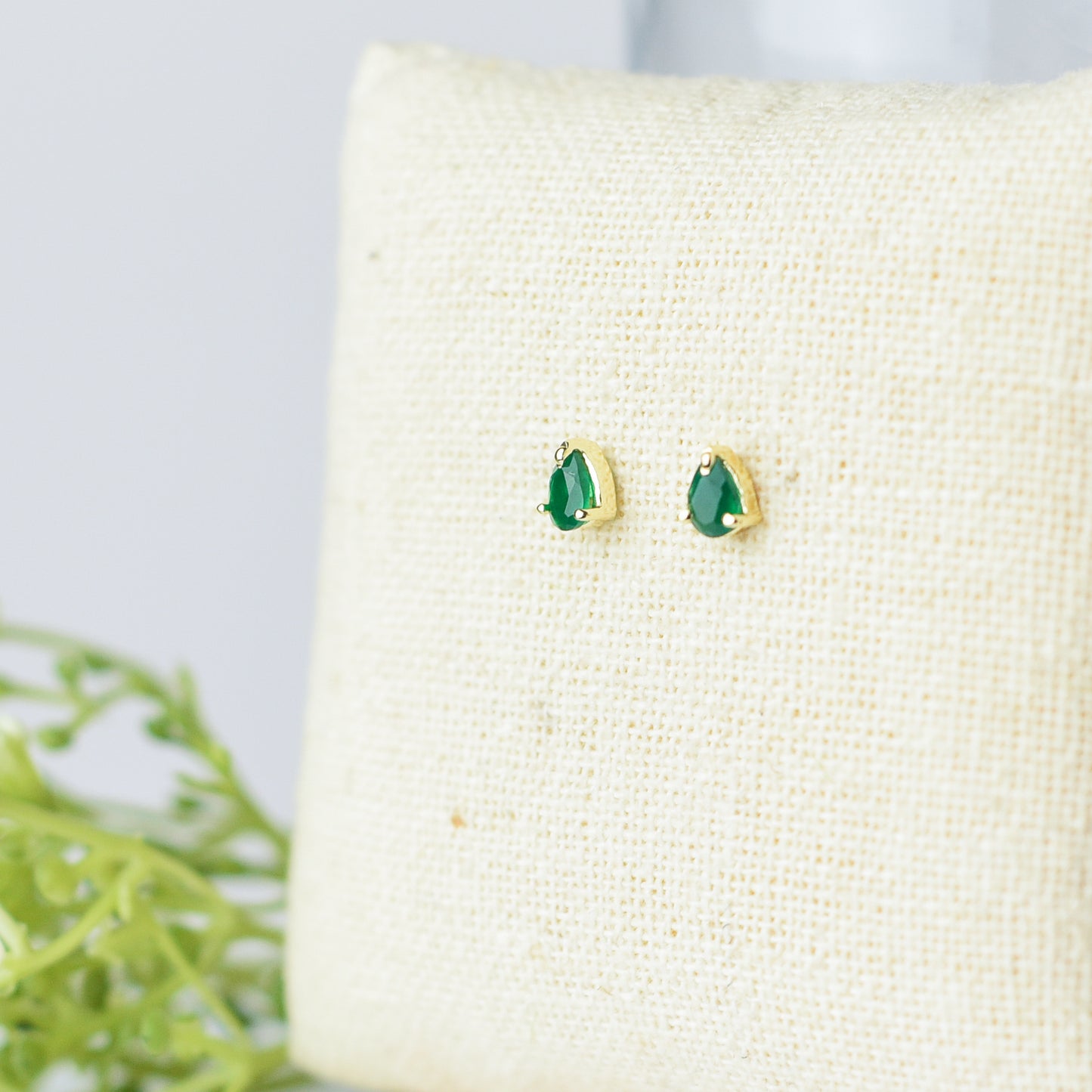 Gemstone Teardrop Stud Earrings