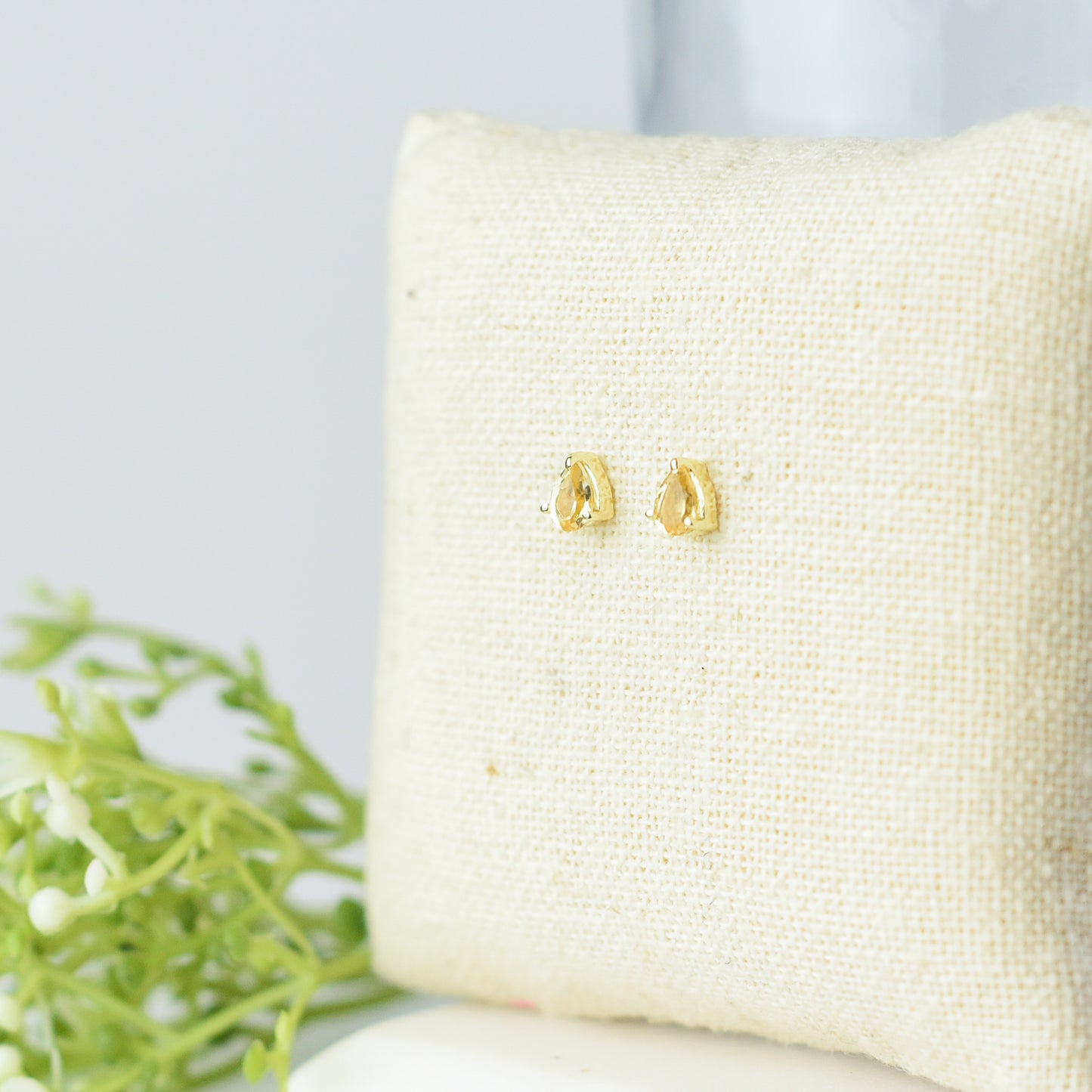 Gemstone Teardrop Stud Earrings