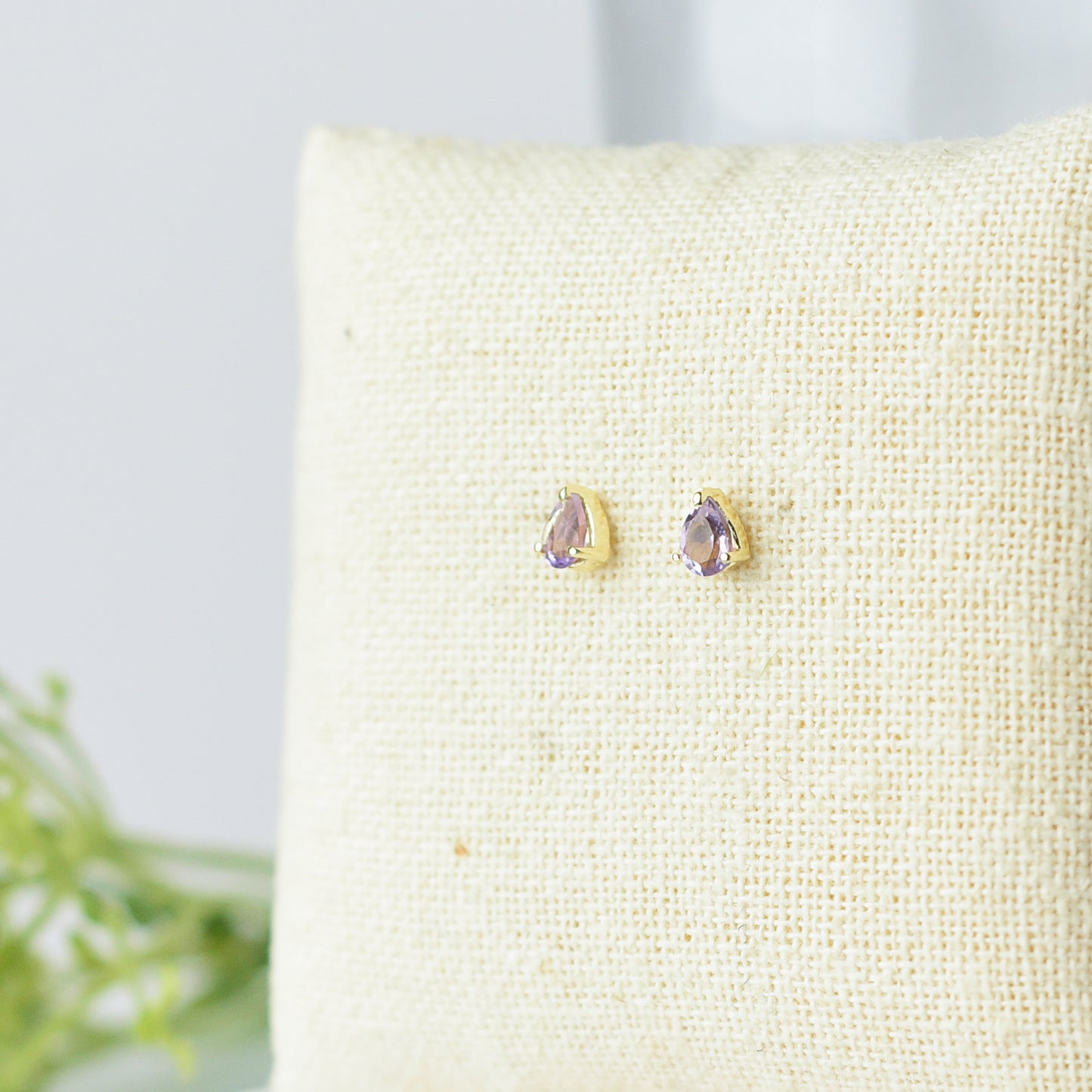 Gemstone Teardrop Stud Earrings