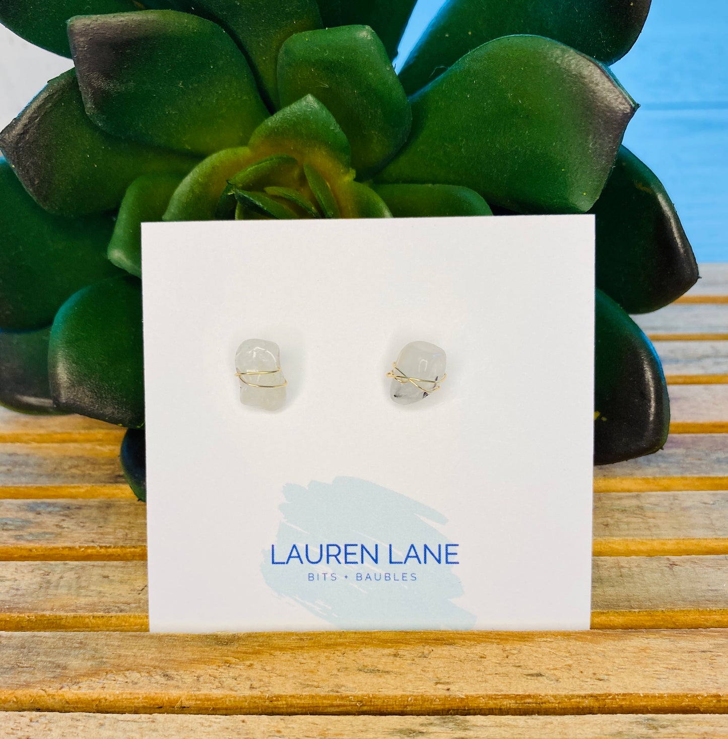 Kara Wire Wrapped Natural Stone Stud Earrings