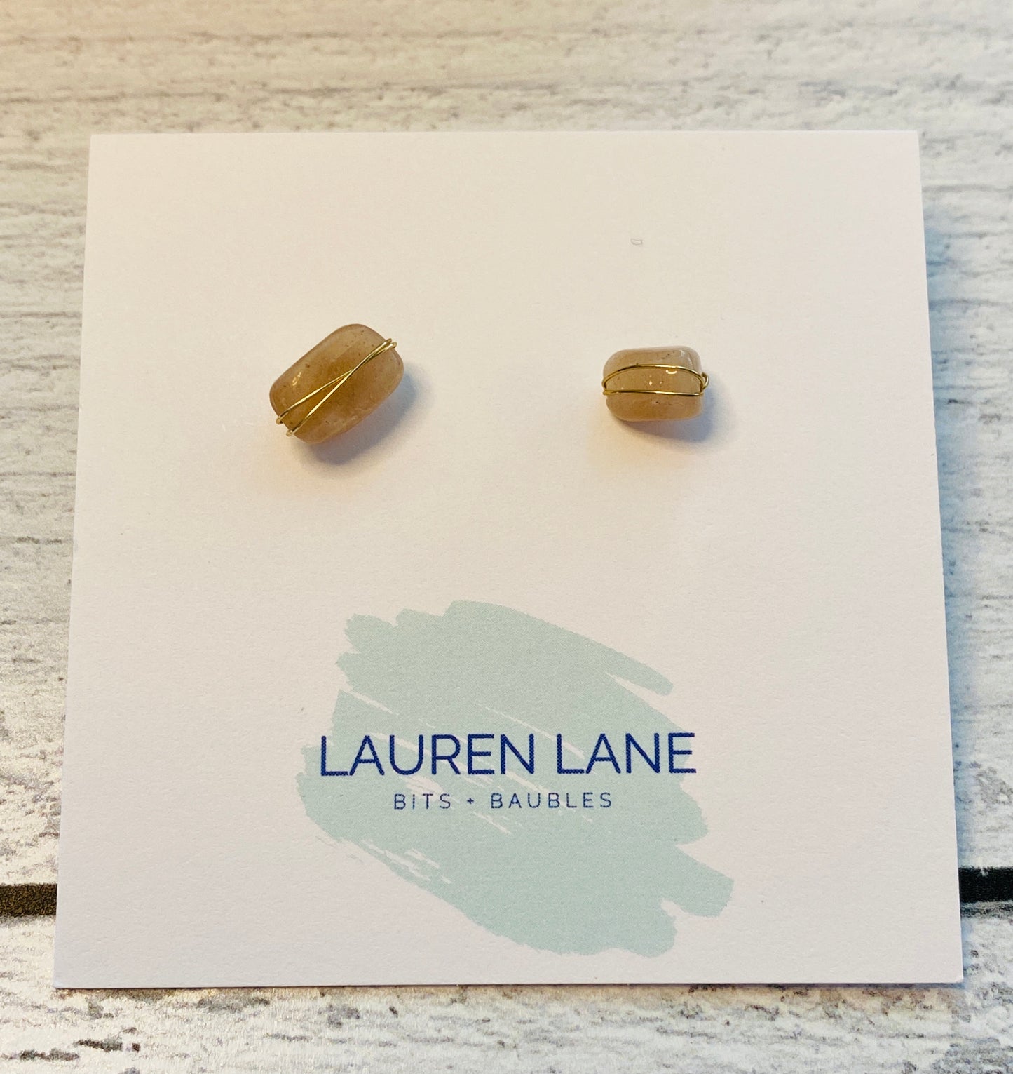 Kara Wire Wrapped Natural Stone Stud Earrings