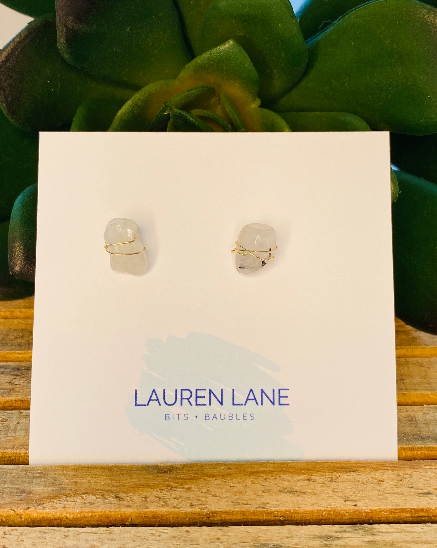 Kara Wire Wrapped Natural Stone Stud Earrings