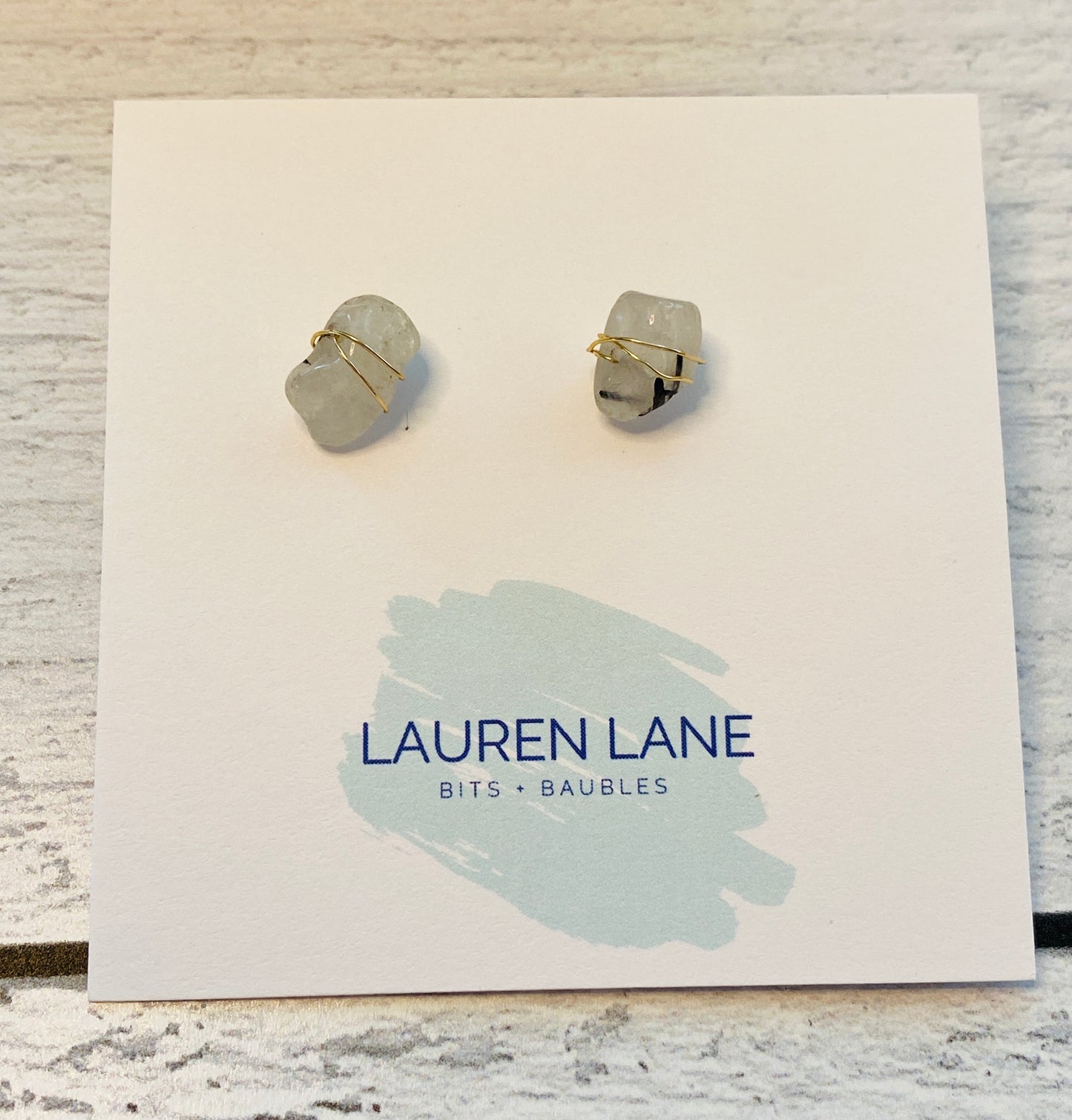 Kara Wire Wrapped Natural Stone Stud Earrings