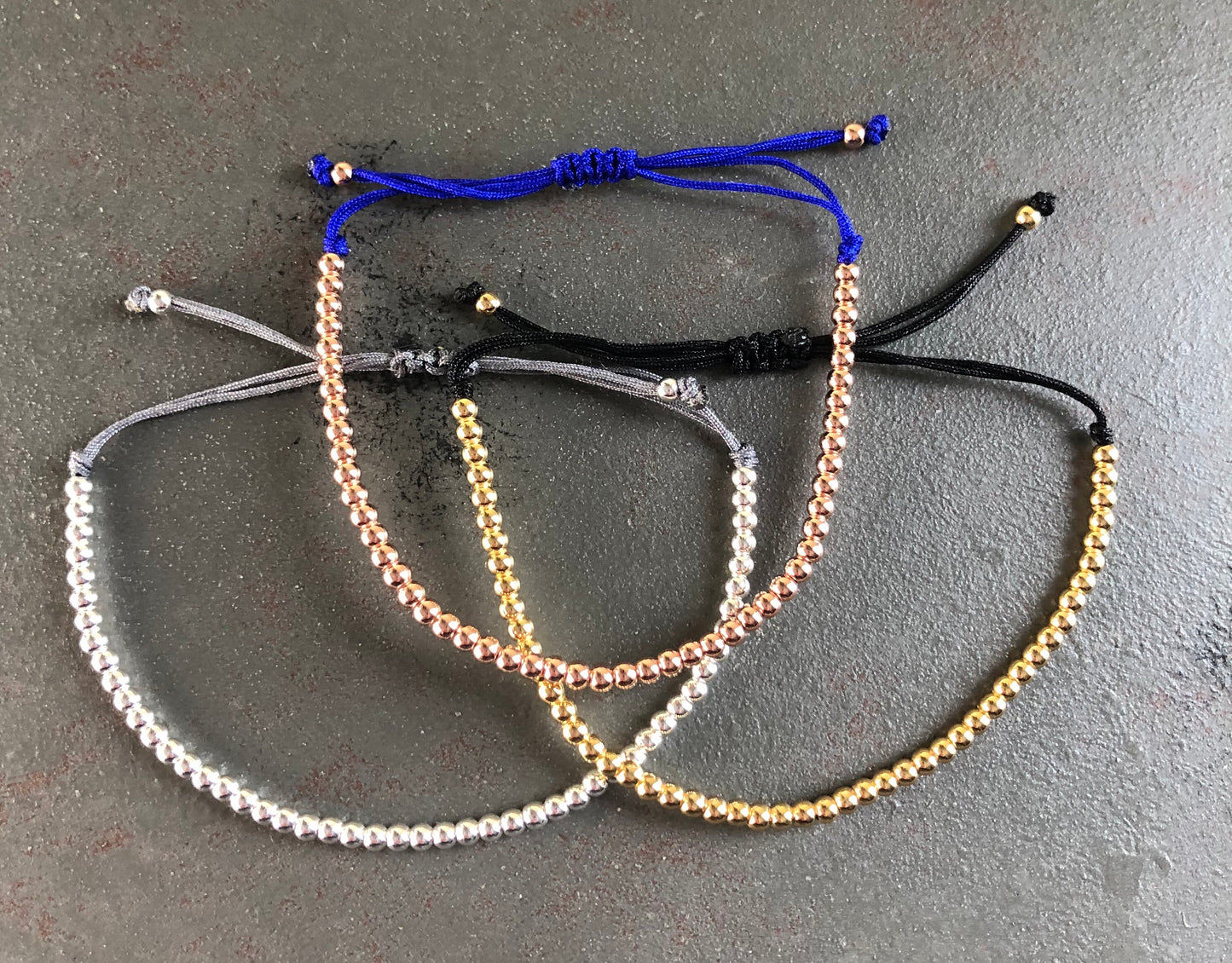Stevie Tiny Bead Adjustable Silken Cord Bracelet: In Three Styles
