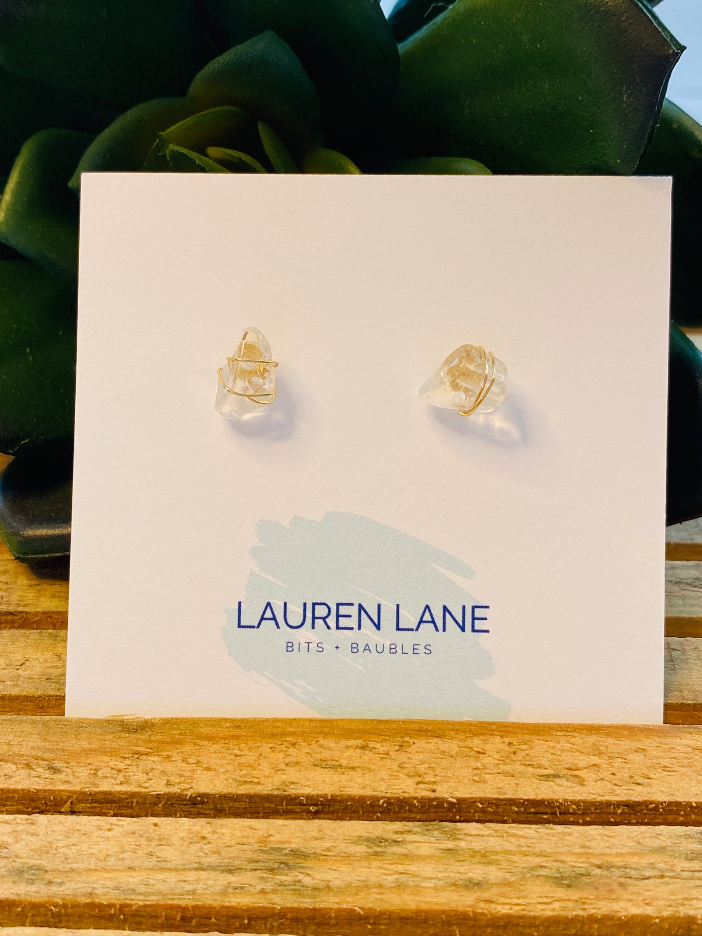 Kara Wire Wrapped Natural Stone Stud Earrings