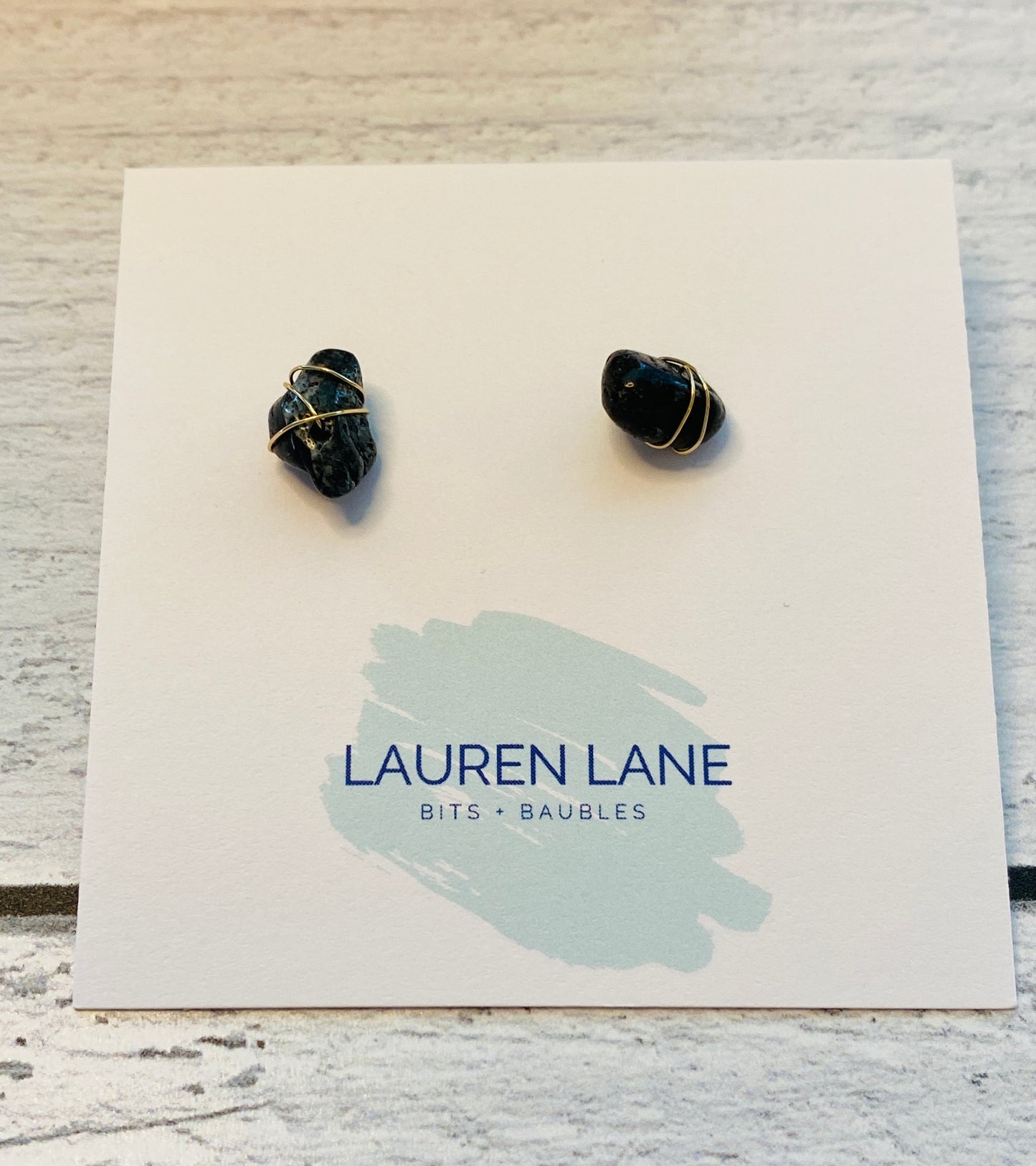 Kara Wire Wrapped Natural Stone Stud Earrings