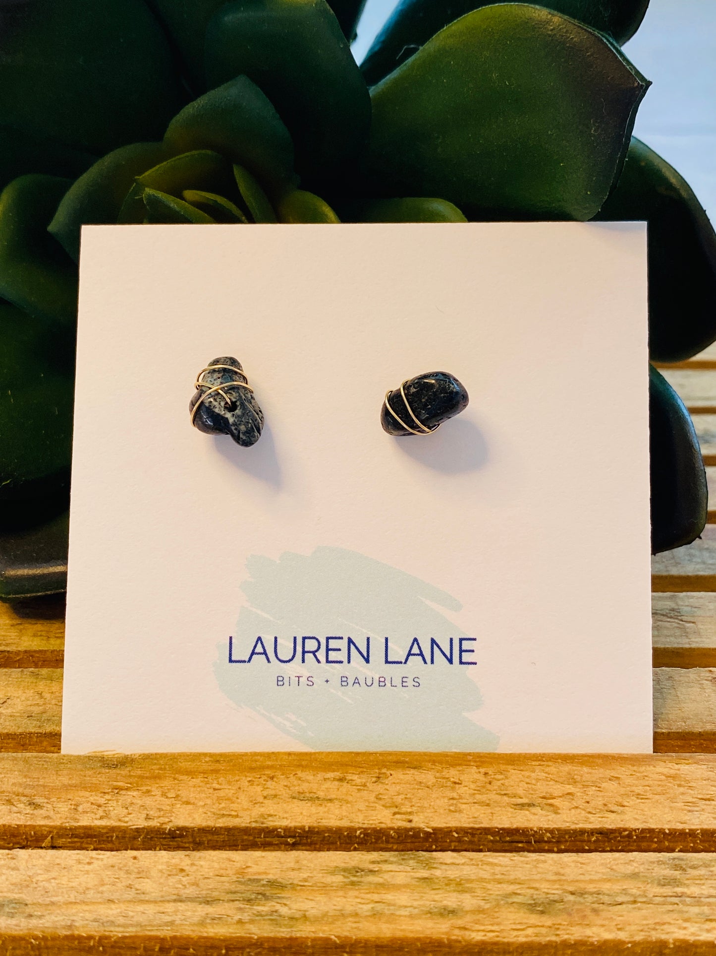 Kara Wire Wrapped Natural Stone Stud Earrings