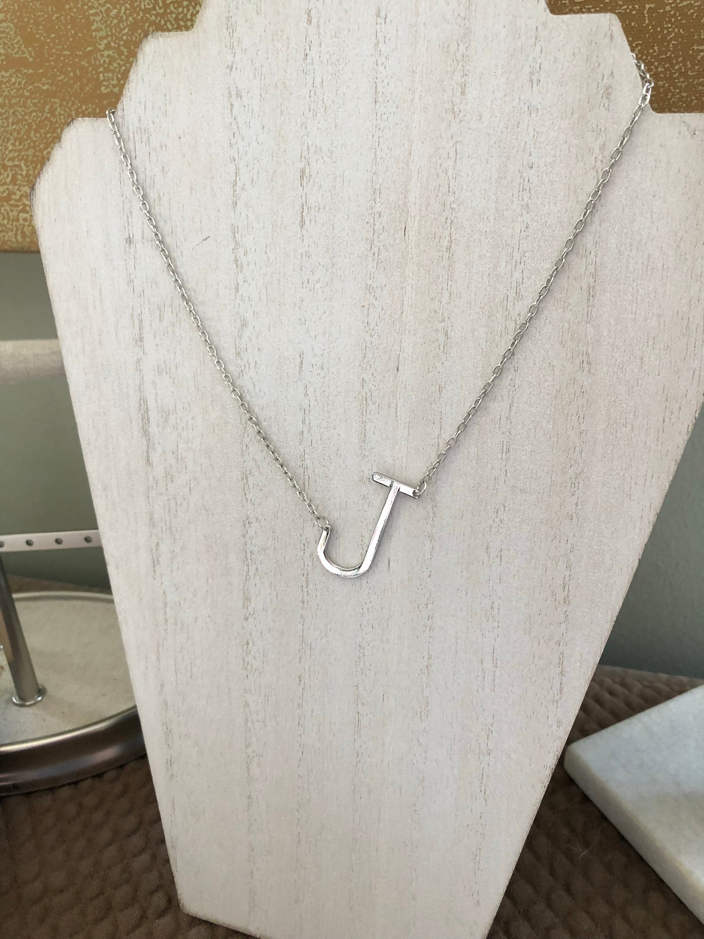 Medium Silver Letter Initial Necklace