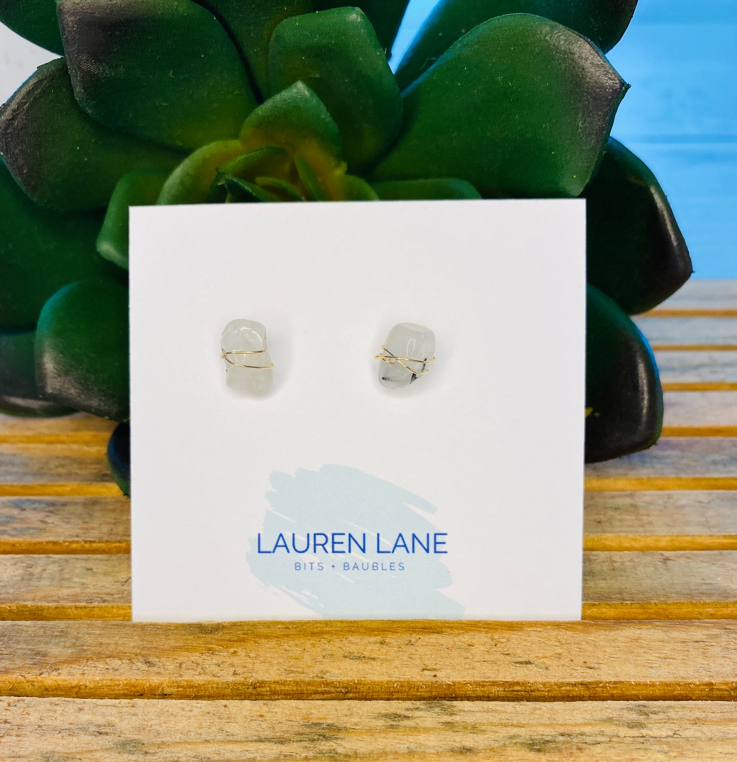 Kara Wire Wrapped Natural Stone Stud Earrings