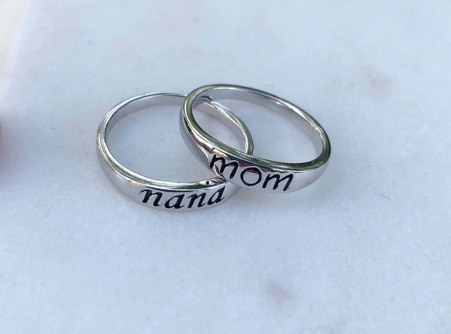 Sterling Silver Stamped Mom Ring