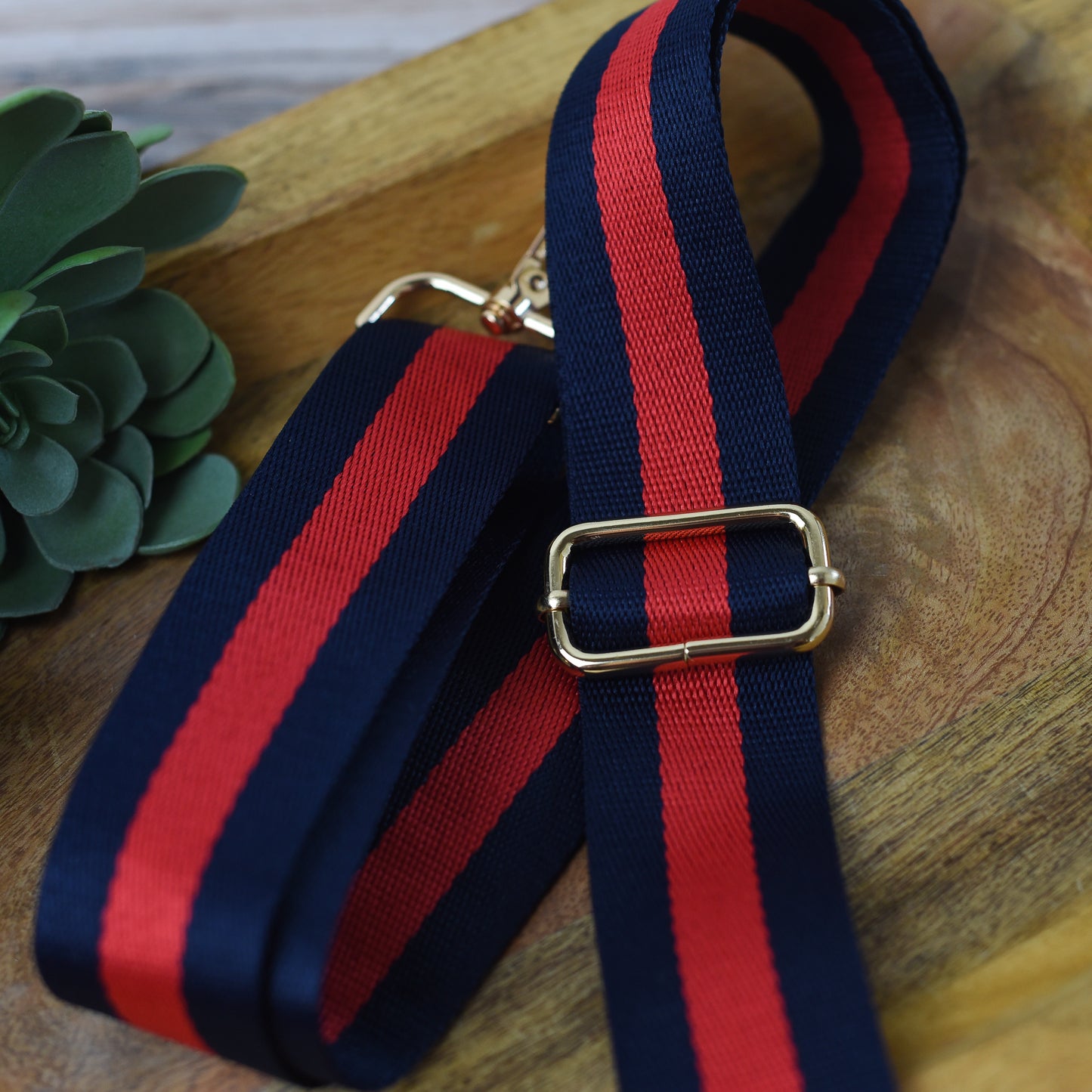 Adjustable Bag Strap 1.5 inch Striped- Navy Blue and Red