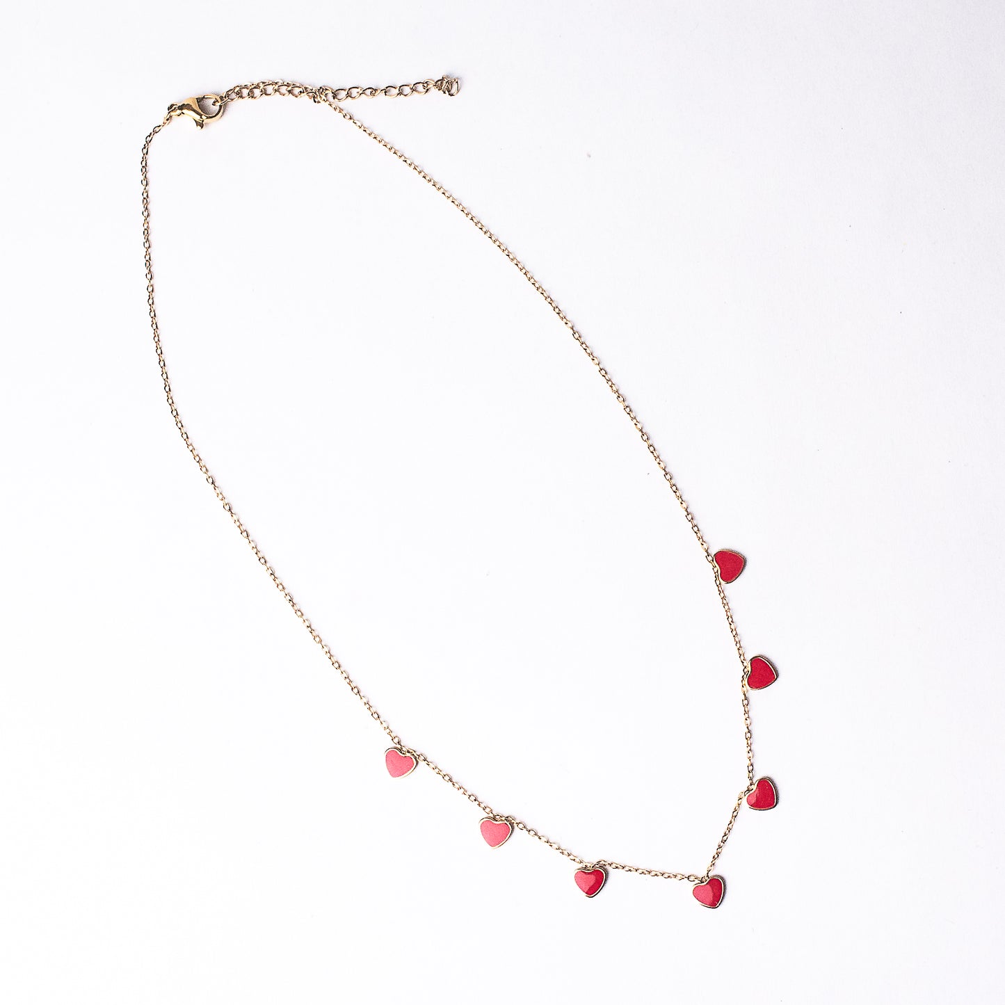 Elise Red Enamel Heart Necklace