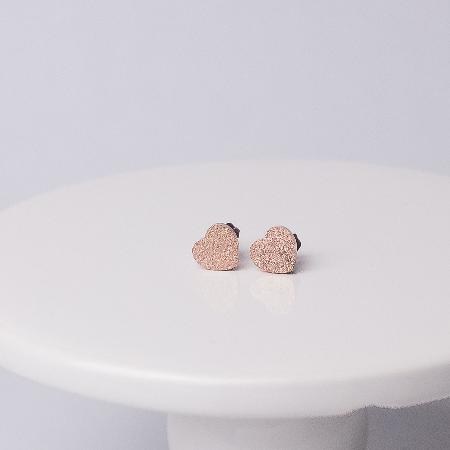 Shimmer Heart Studs in Rose Gold