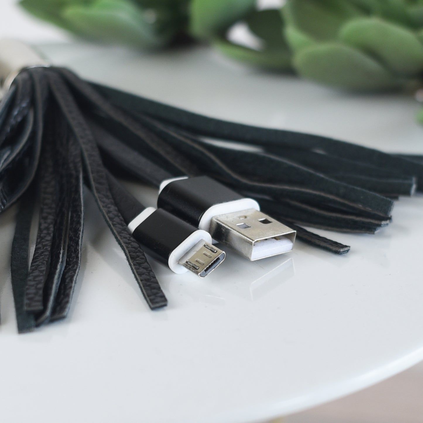 Tassel Key Chain with Micro USB Charging Cable