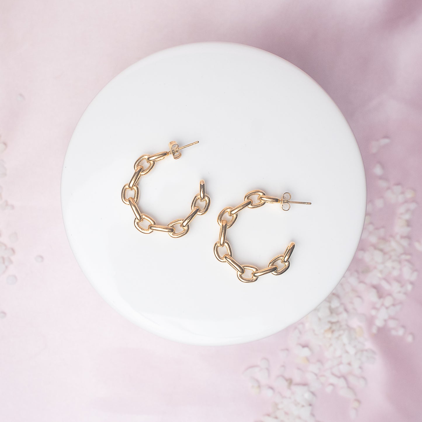 Amelia Chain Hoops in Gold