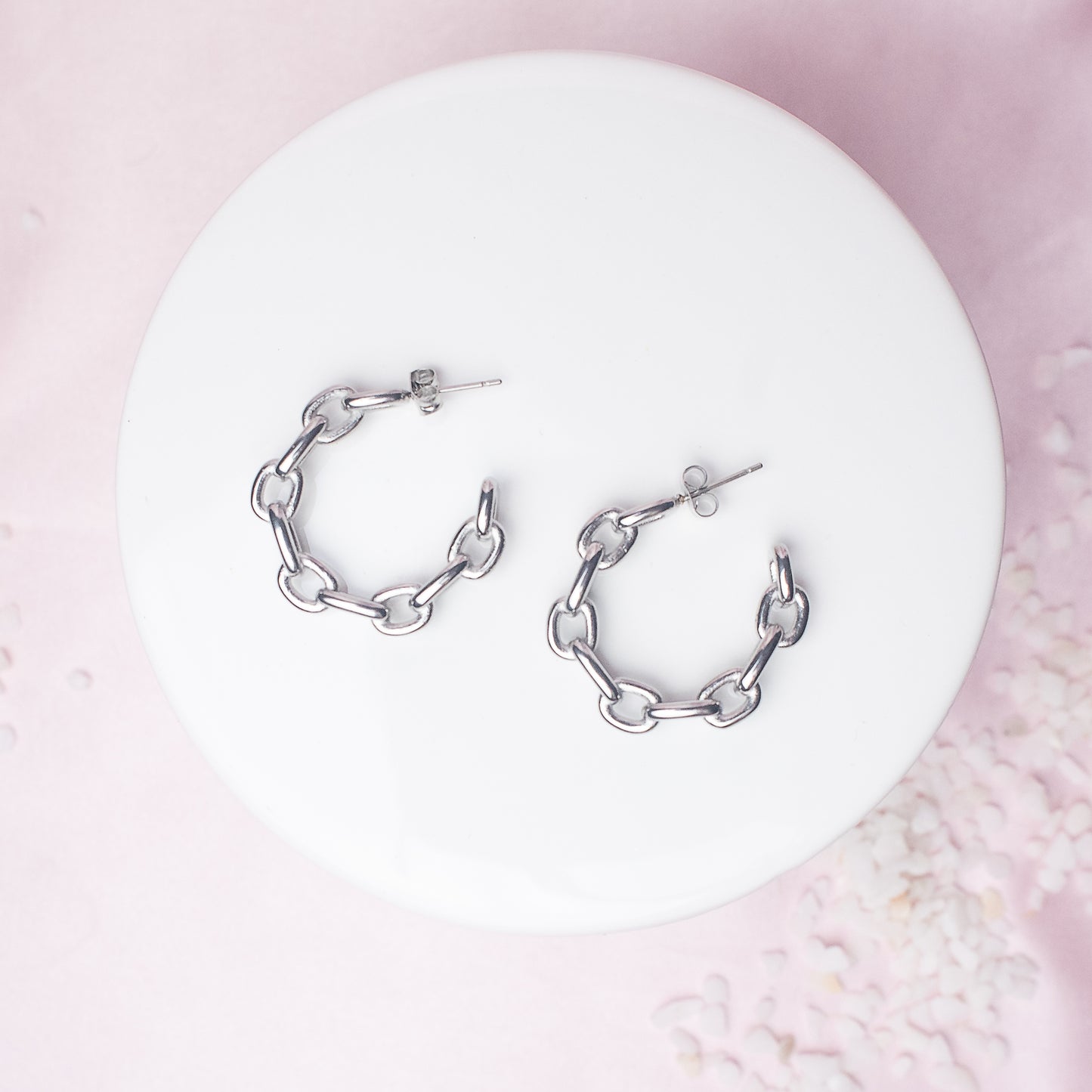 Amelia Chain Hoops in Silver