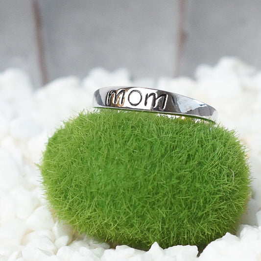 Sterling Silver Stamped Mom Ring
