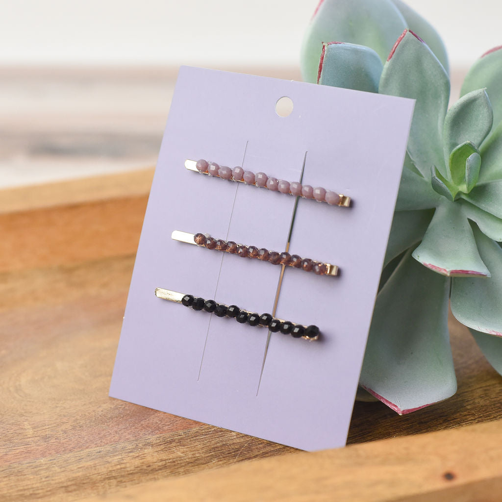 Lillian Beaded Hair Pin Barrette Set