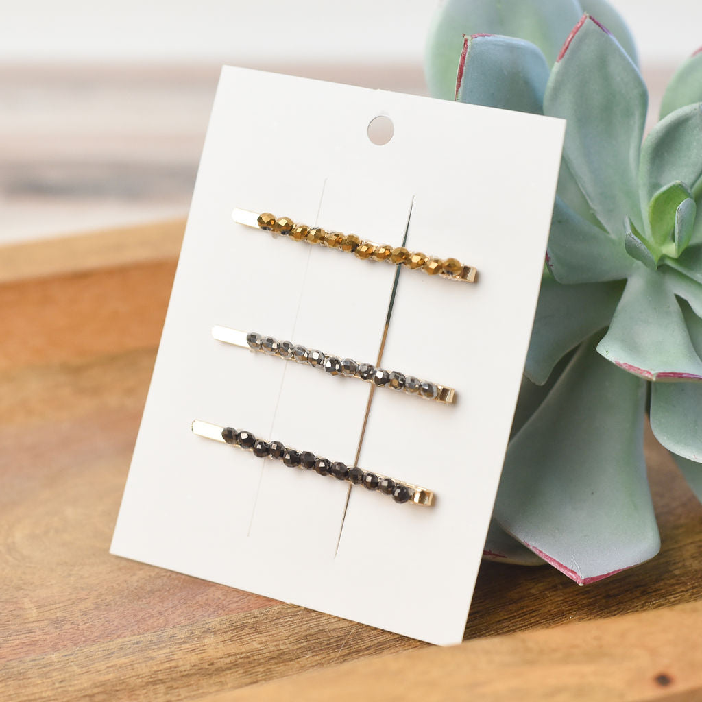 Lillian Beaded Hair Pin Barrette Set