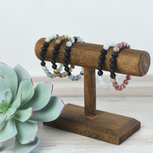 Natural Stone and Lava Bead Stretch Bracelet