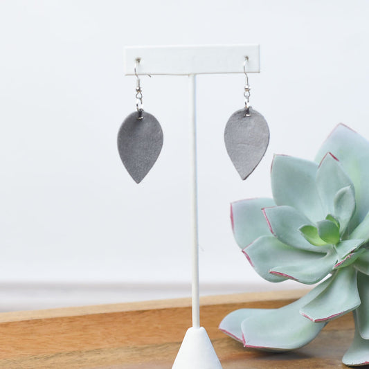 Dove Grey Sueded Dangle Earrings