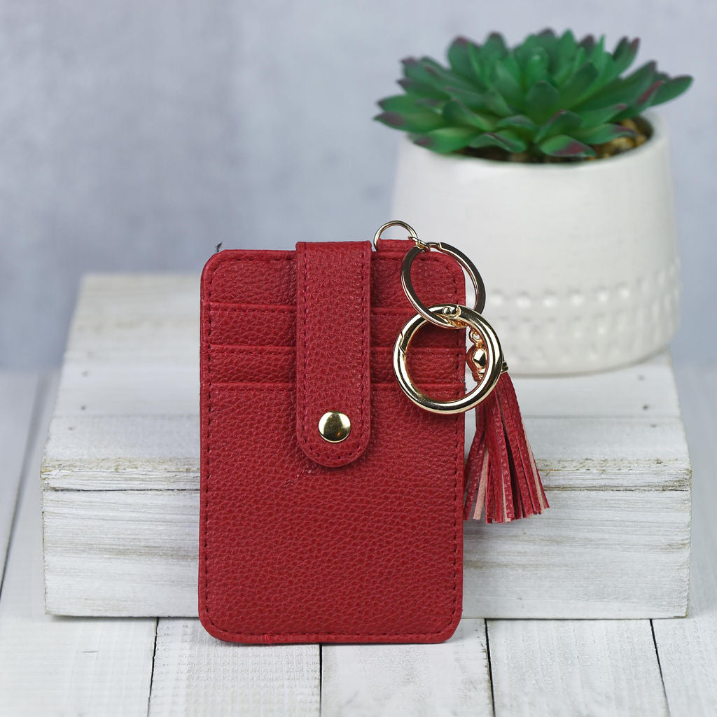 Candace Keychain Card Wallet-Garnet Red