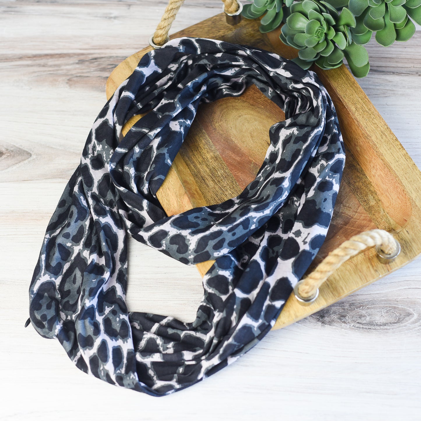 Leopard Hidden Zip Pocket Infinity Scarf