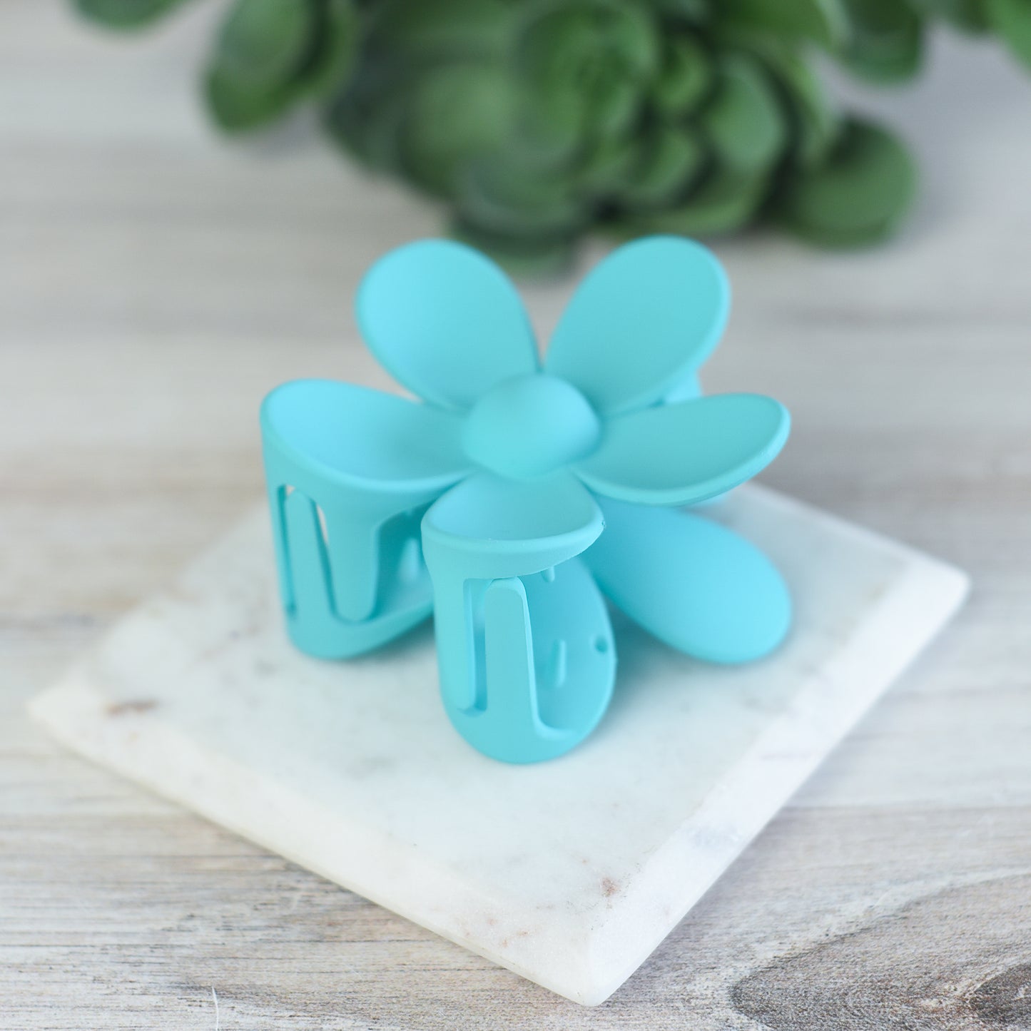 Andrea Large Flower Hair Clip-Teal Green