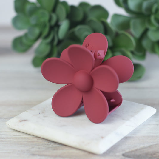 Andrea Large Flower Hair Clip-Red